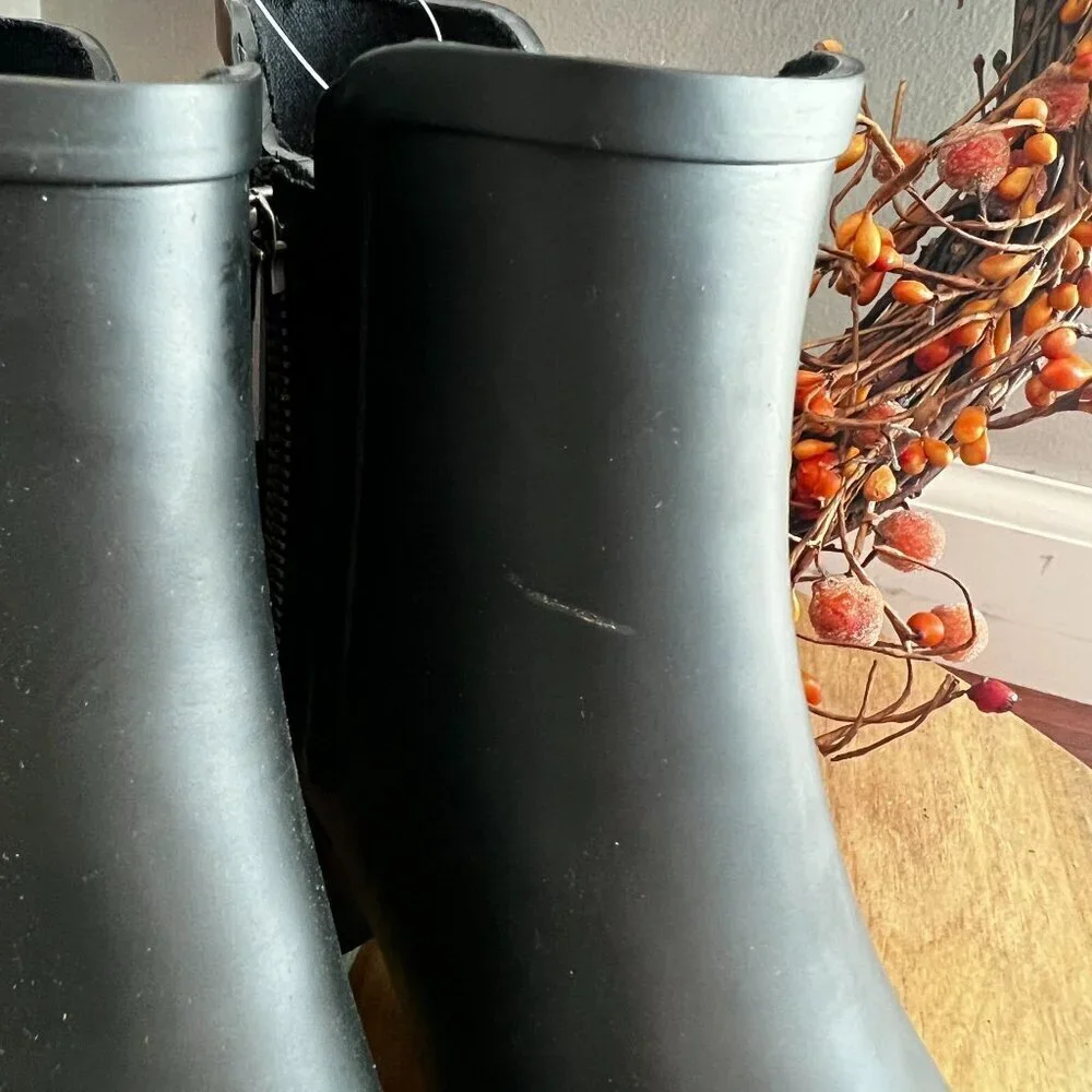 Lucky Brand ''BUNITA'' Women's Rain Boot Black Rubber Size 7.0 M Black
